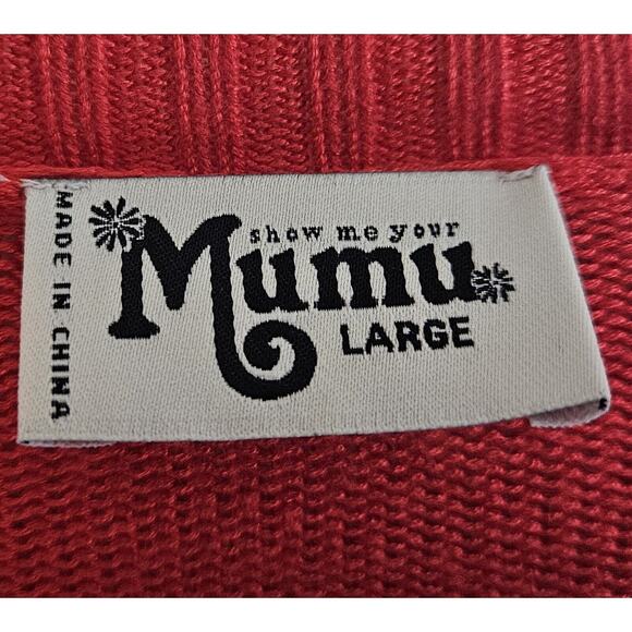 SHOW ME YOUR MUMU Women L Sweater Cha Cha Cha Cropped Oversized Long Sleeve 54" - Picture 4 of 7